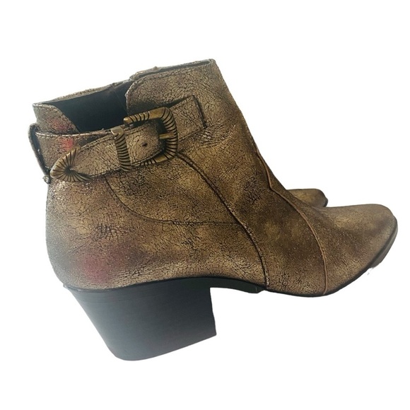 QUPID - SIZE 7 - BRONZE ANKLE BOOTIES - I SIDE ZIP - WESTERN FLARE BUCKLE - S3 - Picture 6 of 15